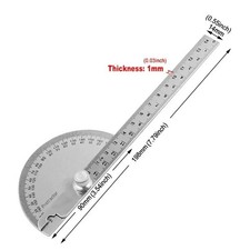 Stainless Steel Angle Ruler 180° Protractor Round Finder Arm Measuring Tool NEW