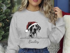 English Pointer Christmas Sweatshirt Personalised Dog Name Unisex Santa Gift