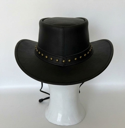 Handmade black studded leather - black,