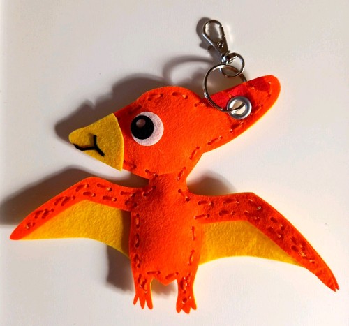 Orange felt pteranodon - orange,