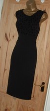 Black bodycon tummy tamer pencil wiggle blouse party evening dress size 12