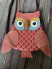 Red owl handbag with long