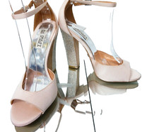 Badgley Mischka Blush Embellished Heel Sandal/Shoe Wedding Party US 8.5M UK 6