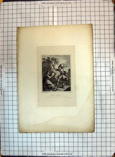 Original old antique print - old,
