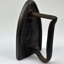 Vintage French Traditional Cast Iron Clothes Pressing Flat Iron With Anchor Logo