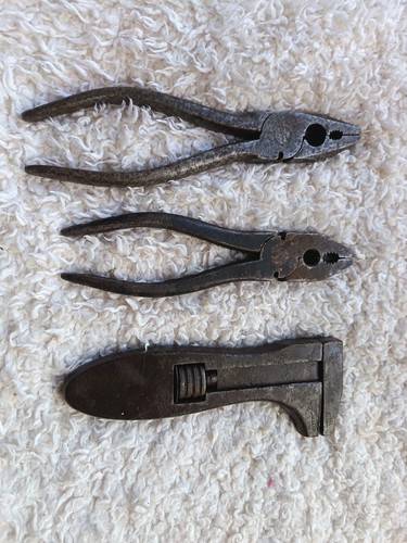 Vintage pliers and adjustable - and,