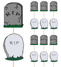 Grave Tombstone Halloween Cupcake Party Food Toppers Decorations Picks 14 Pack