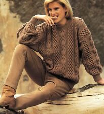 496 LADYS DK CABLED SWEATER 30 TO 40" VINTAGE KNITTING PATTERN COPY