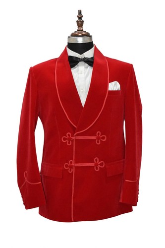 Men red smoking jackets - red,