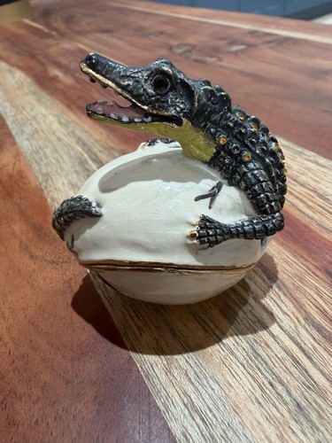 Jeweled crocodile trinket box - crocodile,