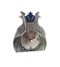 Peacock Design Clock  - Solid English Pewter - Made in Birmingham England | WM03