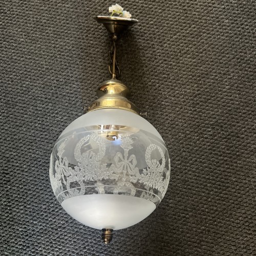 Vintage etched glass - glass, globe