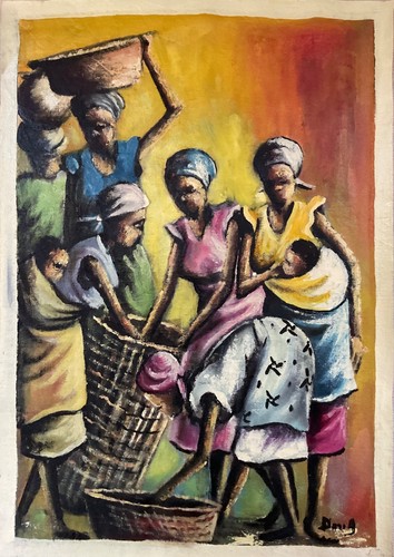 Original african painting with - african,