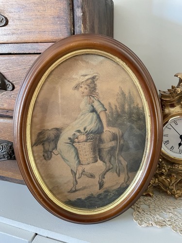 Vintage oval framed pastoral - oval,