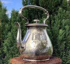 Superb Antique ELKINGTON & Co CRESTED Silver Plated 6.5 Pint Teapot Kettle c1869