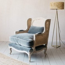Graham and Green Caden Cane Grey Velvet Armchair