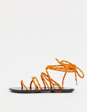 ASOS DESIGN False Start Sporty Tie Leg Jelly Sandal - Size UK5 , NEW