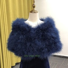 Real Ostrich Feather Fur Shawl