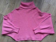 Zara Women’s Pink Cropped Roll Neck Jumper Size Large Good Condition