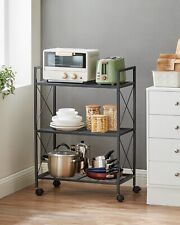 SONGMICS 3-Tier Metal Shelving Unit on Wheels, Mesh Storage Rack, BSC163B01