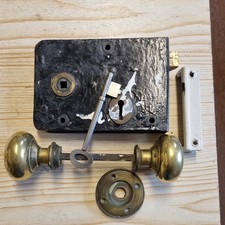 Antique Iron Door Lock Brass Knobs Handles key and frame box 