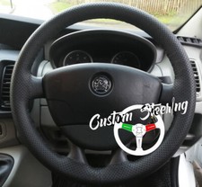 FOR VAUXHALL VIVARO VAN 01+ PERFORATED LEATHER STEERING WHEEL COVER BLACK STITCH
