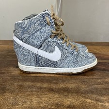 Nike Dunk Sky Hi Liberty of London Wedge Heel Shoes UK 4 Blue Paisley Floral VGC