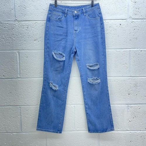 Light blue ripped mom jeans - light,