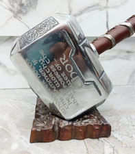 Thor Hammer Replica Metal Marvel Avengers Prop with Display Base & Etched Inscri