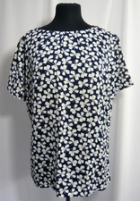 Simon Jersey New Women's Navy Primrose Pleat Neck Blouse Size 18