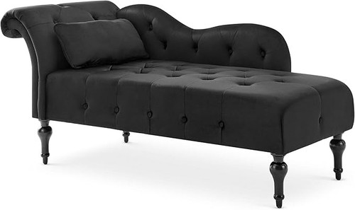 Black velvet chaise lounge - black,
