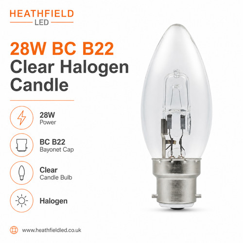 28w b22 halogen candle - b22,