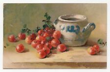 Catharina Klein cherries pottery, oil painting. Wildt & Kray PPC. Unposted c1904