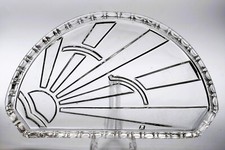 Classic Sowerby Sunray Art Deco 1930s Flint Glass Trinket Set Tray