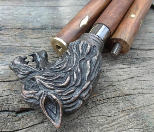 Handmade walking stick wolf - handmade,