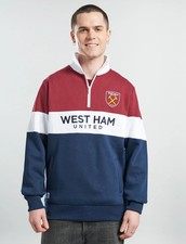 WEST HAM UNITED Sweatshirt Mens LARGE Official Fleece 1/4 Zip Tracksuit Top WH18