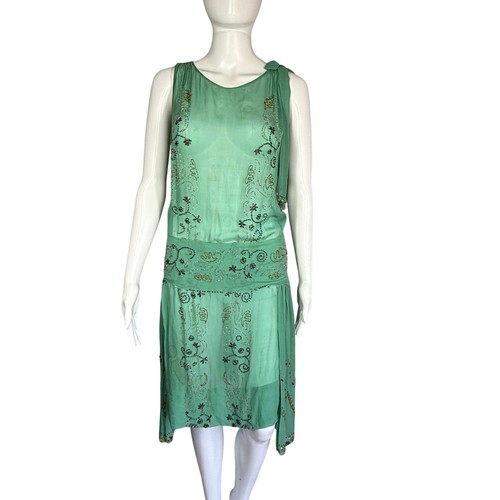 1920s silk beaded sheer drop