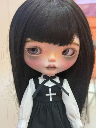 Custom blythe style doll - doll, black