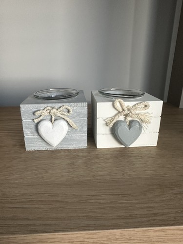 Grey white heart wooden - grey,