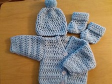 ✨Handmade  Crochet Baby Cardigan Set -Plain