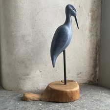 Vintage blue heron bird wood