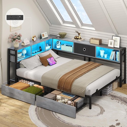 Double bed with storage - with, 2