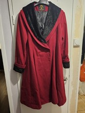 Elvira Hell Bunny Coat, Burgundy with Fur Trim Size 22 4XL