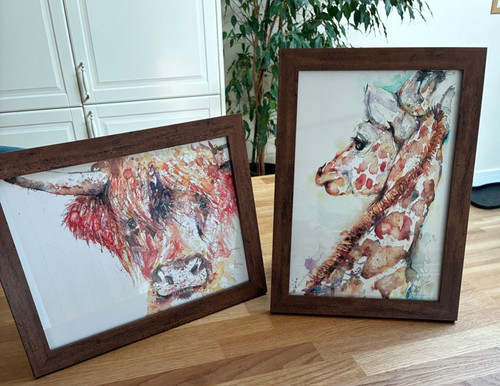 Framed colourful giraffe - framed,