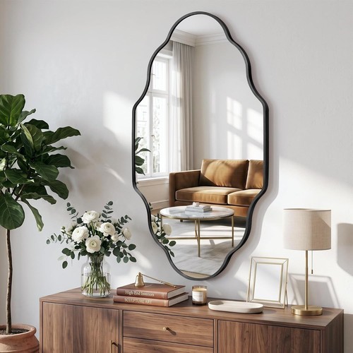 Wavy wall mirror metal frame - mirror,