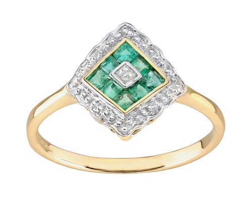 9ct yellow gold emerald - gold,