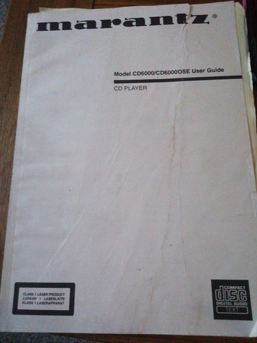 Marantz cd6000 user - user, guide