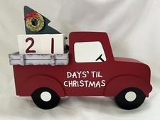 Days 'Til Christmas Countdown Blocks Advent Calendar Pick Up Truck with Tree