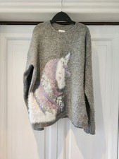 Next Girls Age 8-9 Years Grey Unicorn Jumper Pullover