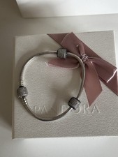 Pandora Sparkling pavé clasp bracelet with 2 pavé clips ? 19cm ? 590723CZ